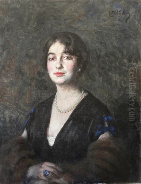 Portrait D'homme - Portrait De Femme (2 Works) Oil Painting by Leopold Pilichowski