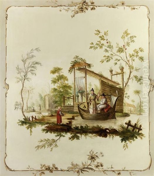 Chinoiserie Oil Painting by Jean Baptiste Pillement