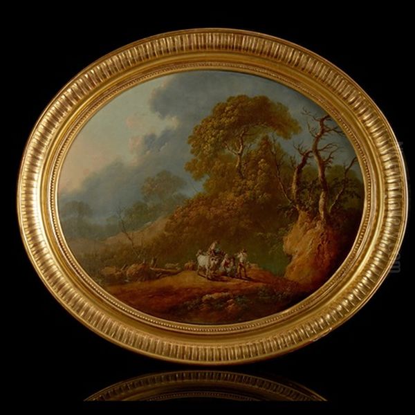 Paysage Anime De Bergers Et De Leur Troupeau Oil Painting by Jean Baptiste Pillement