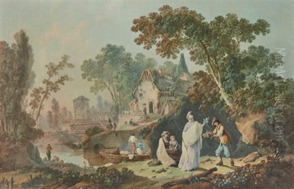 Le Marchand De Fleurs Oil Painting by Jean Baptiste Pillement