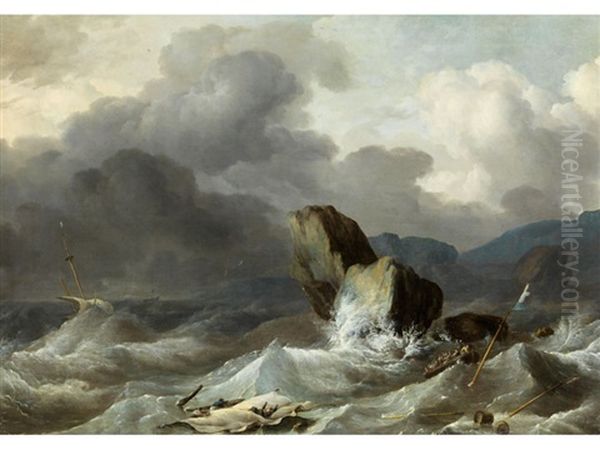 Sturm An Der Kuste Oil Painting by Jean Baptiste Pillement