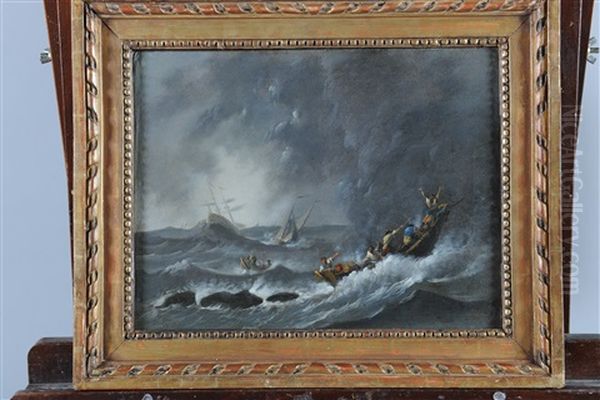 Deux Marines En Pendant Oil Painting by Jean Baptiste Pillement