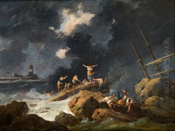 Die Schiffbruchigen Oil Painting by Jean Baptiste Pillement