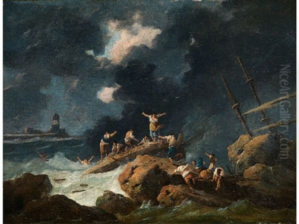 Die Schiffbruchigen Oil Painting by Jean Baptiste Pillement