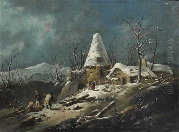 Paysage D'hiver Oil Painting by Jean Baptiste Pillement