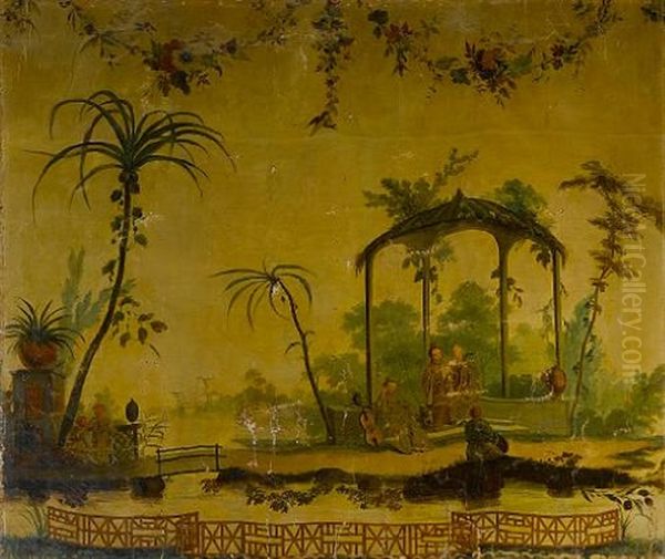 Chinoiserie Scene Oil Painting by Jean Baptiste Pillement