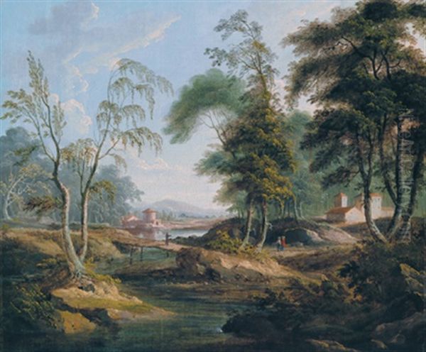 Arkadische Landschaft Mit Einem Wasserlauf Oil Painting by Jean Baptiste Pillement