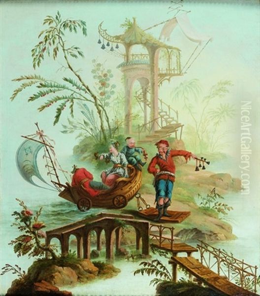 Chinoiserie A La Pagode Et A La Nacelle Oil Painting by Jean Baptiste Pillement