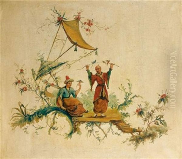 Les Oiseleurs Chinois Oil Painting by Jean Baptiste Pillement