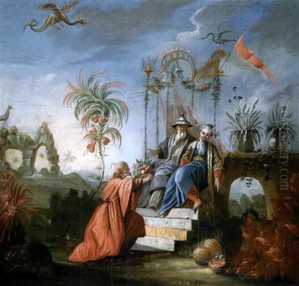 Chinoiserie Oil Painting by Jean Baptiste Pillement