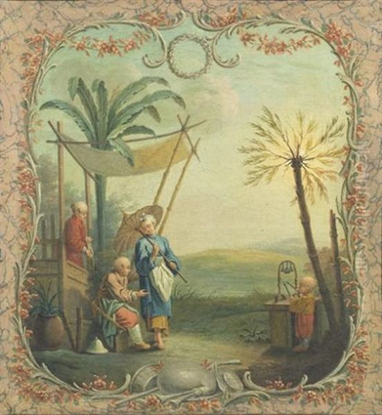 Chinoiserie Oil Painting by Jean Baptiste Pillement