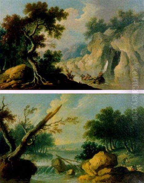 Flusslandschaft Mit Staffage Oil Painting by Jean Baptiste Pillement