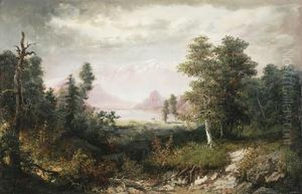 Expansive Landscape With Deer In The Distance Oil Painting by Henry Boese