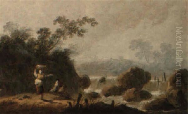 Landscapes With Figures Oil Painting by Jean Baptiste Pillement