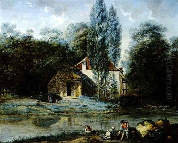 L'ete Sur La Riviere Oil Painting by Jean Baptiste Pillement