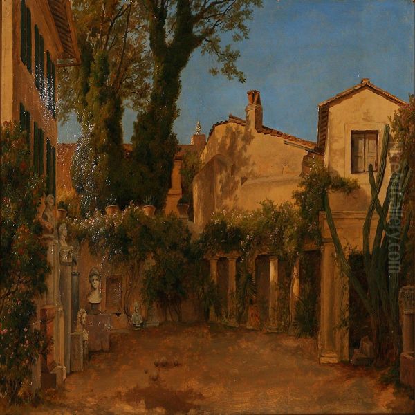 The Sculptor Bertelthorvaldsen's Villa In Rome Oil Painting by August Vilhelm Boesen