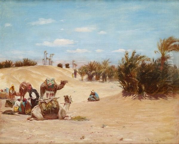 La Halte De La Caravane Oil Painting by Otto Pilny