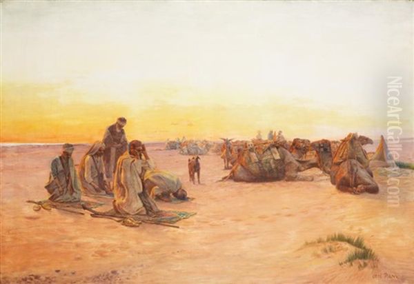 Priere Dans Le Desert Oil Painting by Otto Pilny