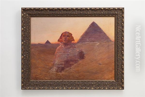 Die Sphinx Von Gizeh Im Morgenrot Oil Painting by Otto Pilny