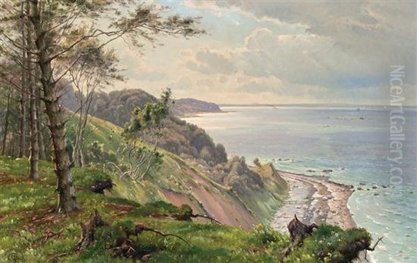 A Coastal Vista Oil Painting by Johannes Boesen