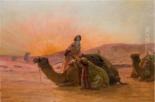 Embuscade Au Desert Oil Painting by Otto Pilny