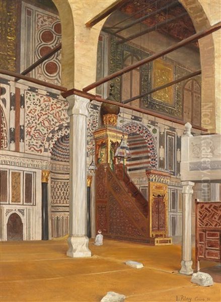 Blick In Die El Mnayyad Moschee, Cairo Oil Painting by Otto Pilny