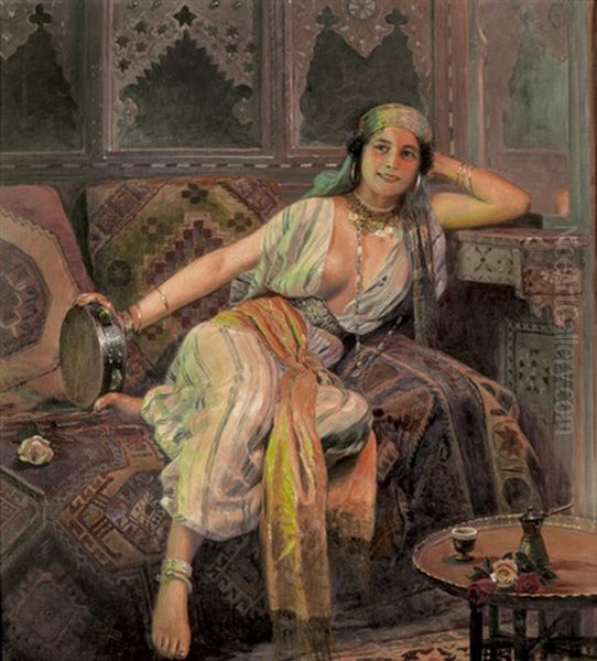 Arabisches Interieur Mit Junger Odaliske Oil Painting by Otto Pilny