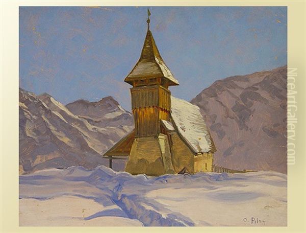 Winterlandschaft Mit Kirche Oil Painting by Otto Pilny