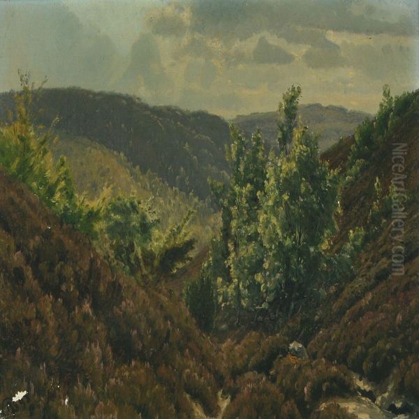 Cleft At Himmelbjerget Oil Painting by Johannes Boesen