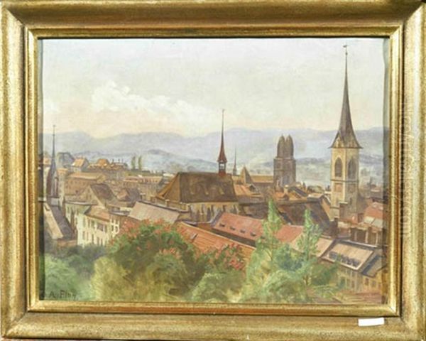 Blick Auf Zurich Oil Painting by Otto Pilny