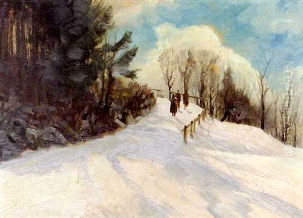 Winterweg Oil Painting by Otto Pilny