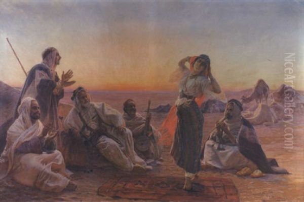 Orientalen In Der Wuste Oil Painting by Otto Pilny