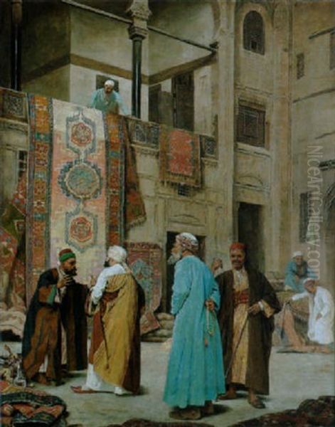 Arabischer Teppichbasar Oil Painting by Otto Pilny