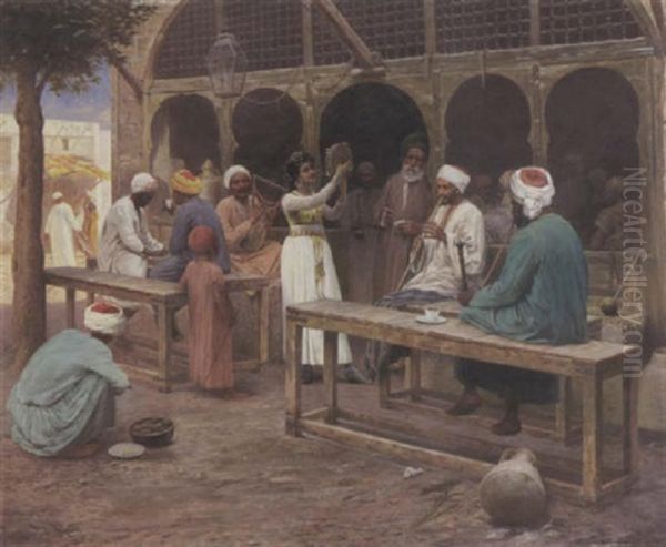 Vor Einem Arabischen (agyptischen?) Cafe-haus Oil Painting by Otto Pilny