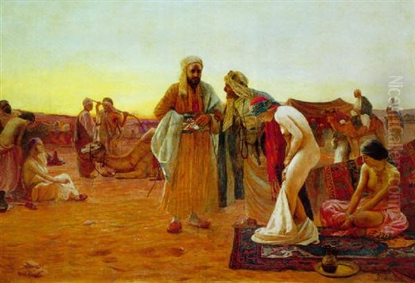 Vente D'esclaves Dans Le Desert Oil Painting by Otto Pilny