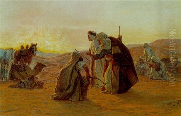 Preparation D'une Embuscade Oil Painting by Otto Pilny