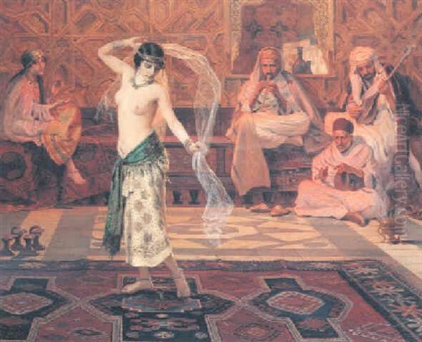 Dance Of The Veils Oil Painting by Otto Pilny