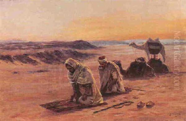 Priere Dans Le Desert Oil Painting by Otto Pilny