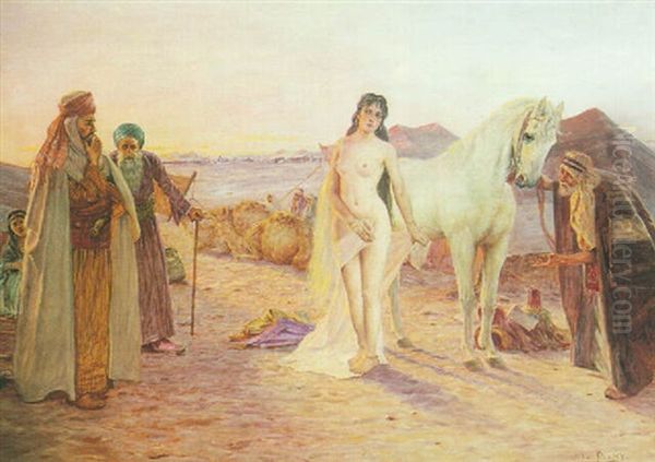 A Nude In The Desert Oil Painting by Otto Pilny