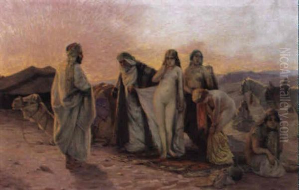 Bedouis Traders Oil Painting by Otto Pilny