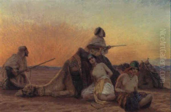 Captives Of The Desert Oil Painting by Otto Pilny