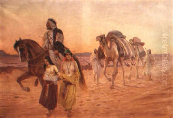 The Camel Caravan Oil Painting by Otto Pilny