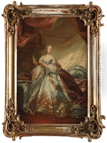 Queen Juliane Marie Of Denmark Oil Painting by Carl Gustav Pilo