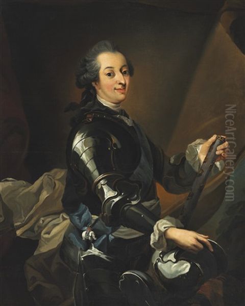 Portrait Of Frederik V In Armour Oil Painting by Carl Gustav Pilo