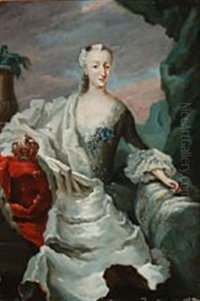 Portrait Of Queen Juliane Marie (1729-1796) Of Denmark, Wife Of King Frederik V Oil Painting by Carl Gustav Pilo