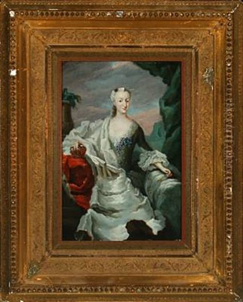 Queen Juliane Marie, Wife Of King Frederik V Oil Painting by Carl Gustav Pilo