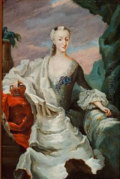 Queen Juliane Marie, Wife Of King Frederik V Oil Painting by Carl Gustav Pilo