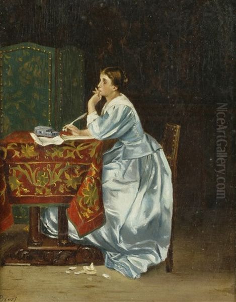 Letter Oil Painting by Ferdinand Piloty the Younger