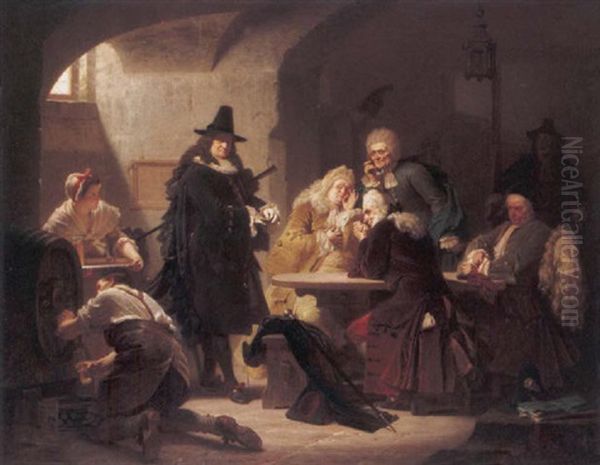 Szene Im Ratsweinkeller Oil Painting by Ferdinand Piloty the Younger