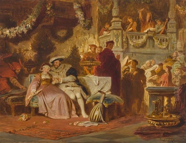 Heinrich Viii. Wirbt Um Anna Boleyn Auf Dem Ball Bei Kardinal Wolsey Oil Painting by Karl Theodor von Piloty